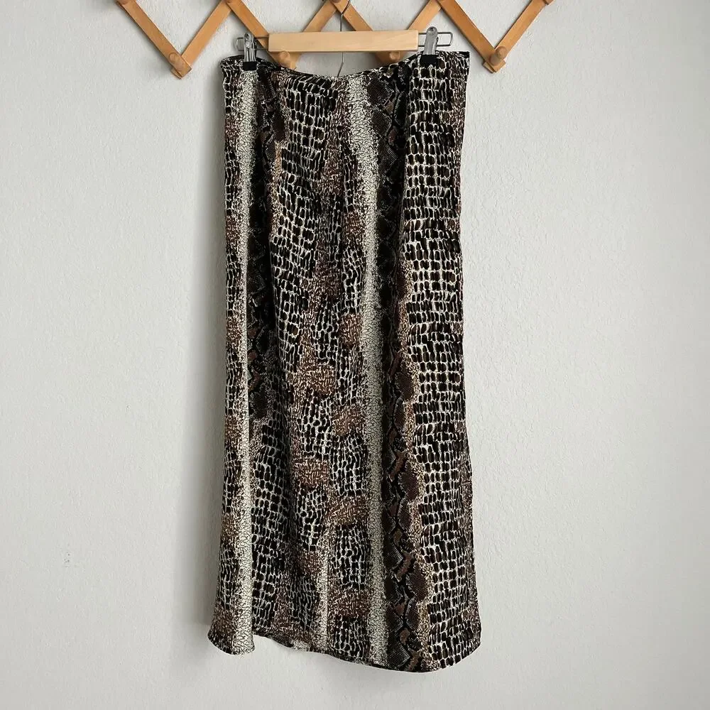 Vintage Maria Gabrielle Animal Print Midi Skirt Size XL